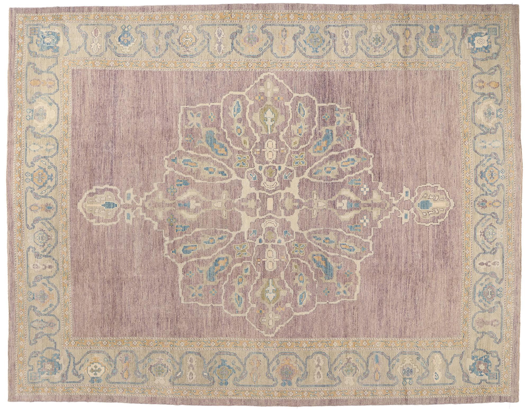 New Modern Pastel Turkish Oushak Carpet with Modern Style For Sale 3