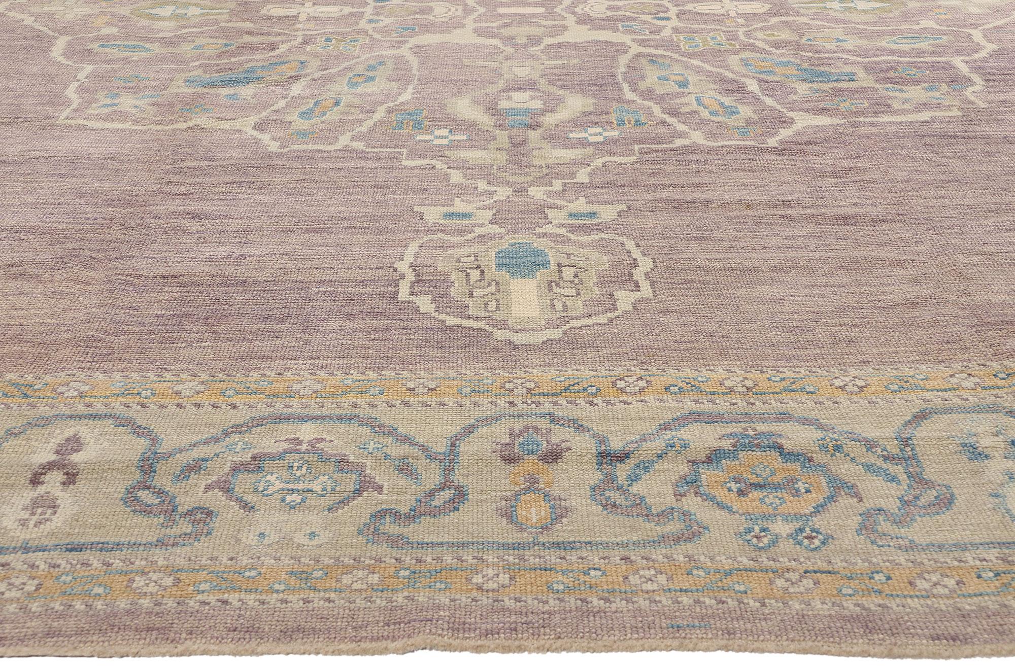 Hand-Knotted New Modern Pastel Turkish Oushak Carpet with Modern Style For Sale