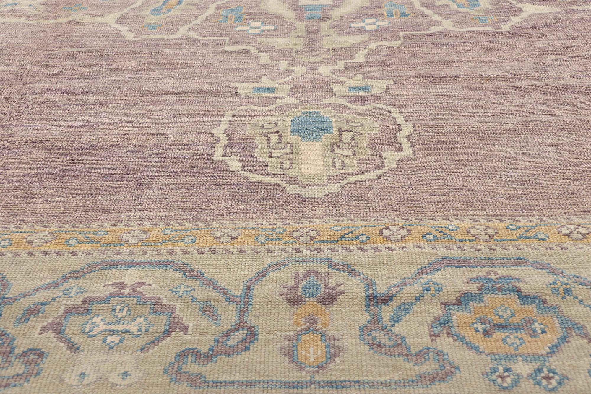 New Modern Pastel Turkish Oushak Carpet with Modern Style In New Condition For Sale In Dallas, TX