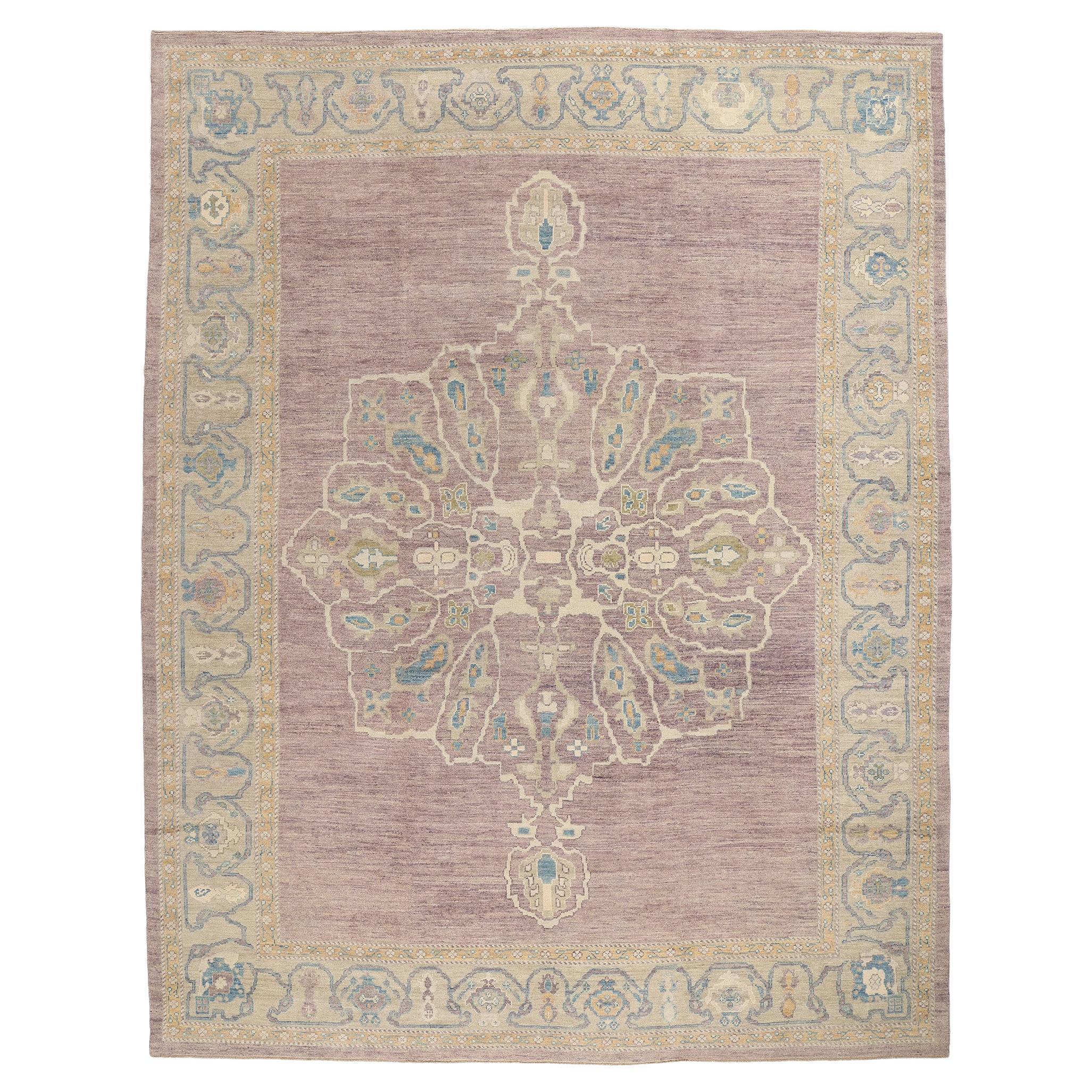 New Modern Pastel Turkish Oushak Carpet with Modern Style For Sale