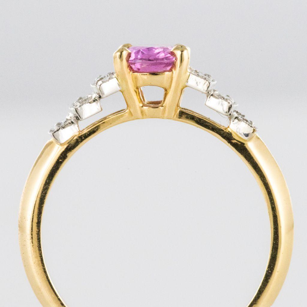 Modern Pink Sapphire Diamond Gold Platinum Ring 6