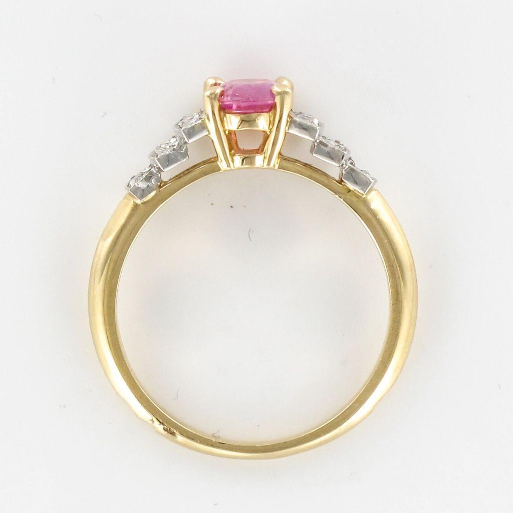 Modern Pink Sapphire Diamond Gold Platinum Ring 10