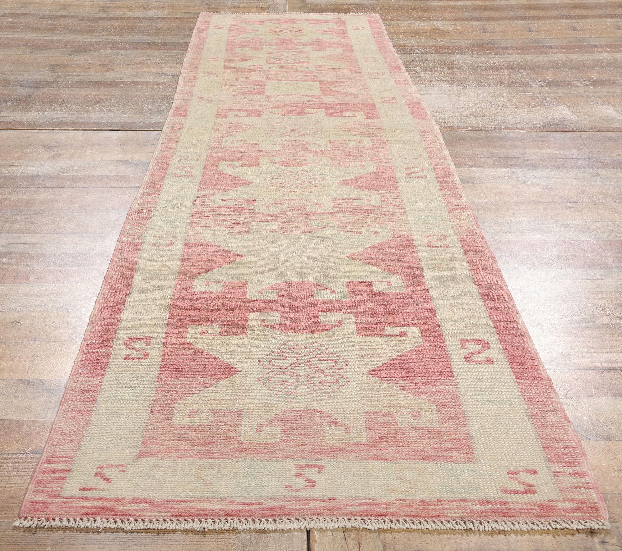 Nueva Alfombra Turca Oushak Rosa Moderna de Estilo Tradicional Anudado a mano en venta