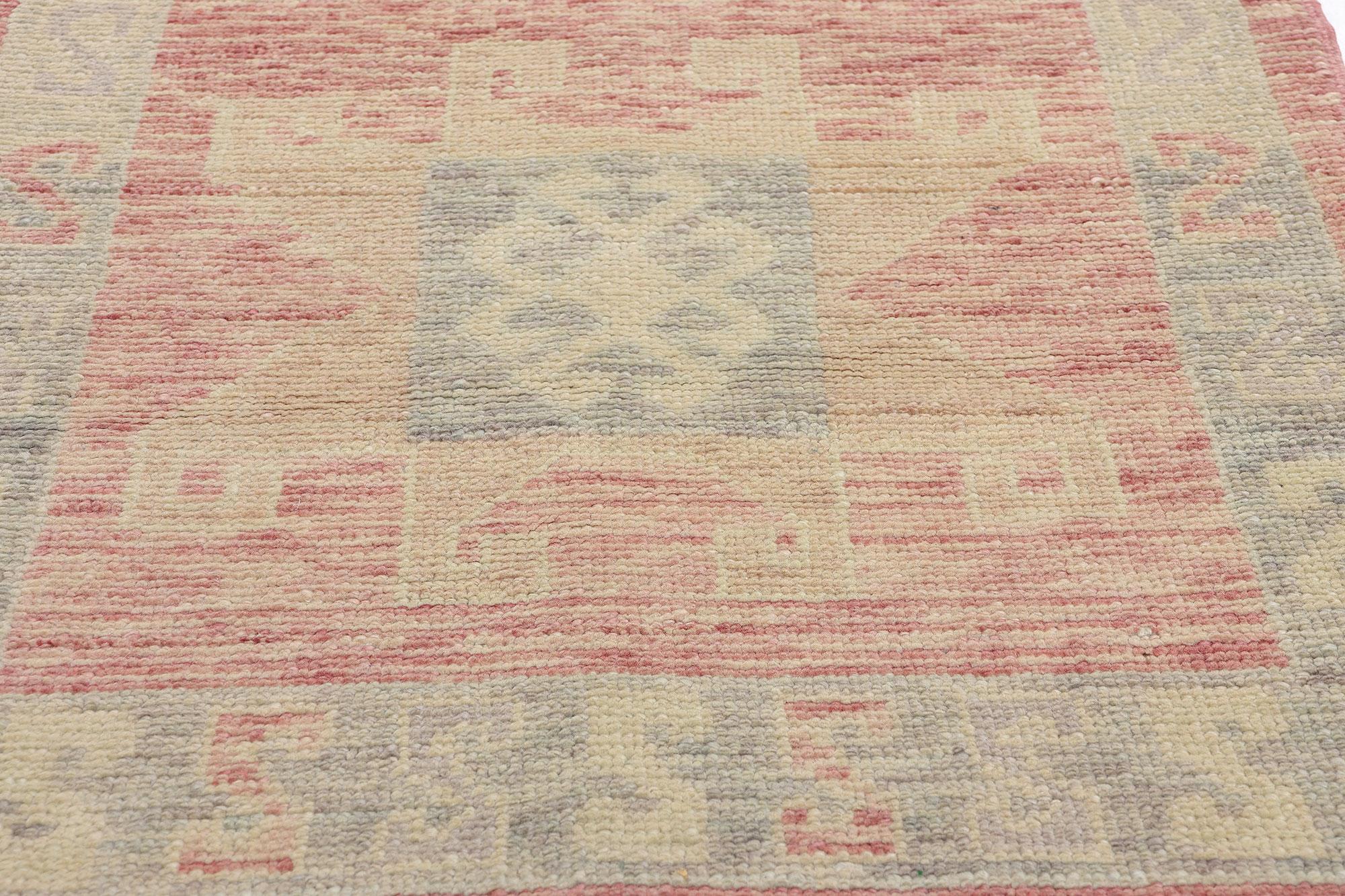 Neuer moderner rosa türkischer Oushak-Teppich mit traditionellem Stil (Handgeknüpft) im Angebot