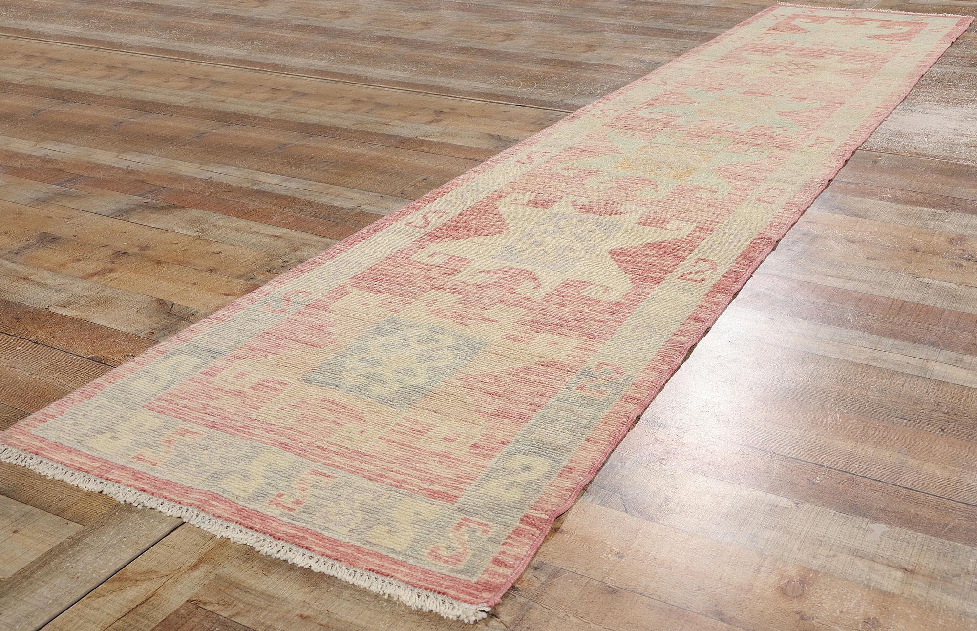 Neuer moderner rosa türkischer Oushak-Teppich mit traditionellem Stil (21. Jahrhundert und zeitgenössisch) im Angebot