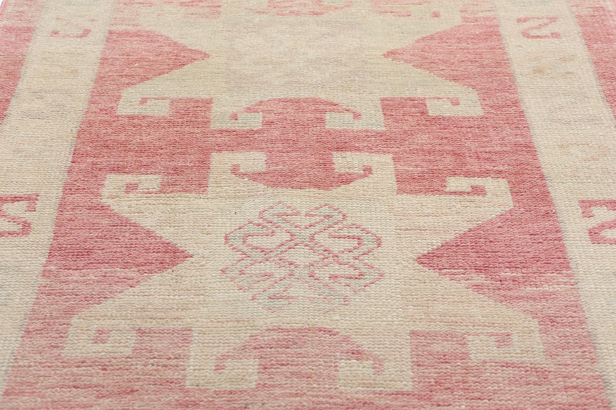 Nueva Alfombra Turca Oushak Rosa Moderna de Estilo Tradicional Lana en venta