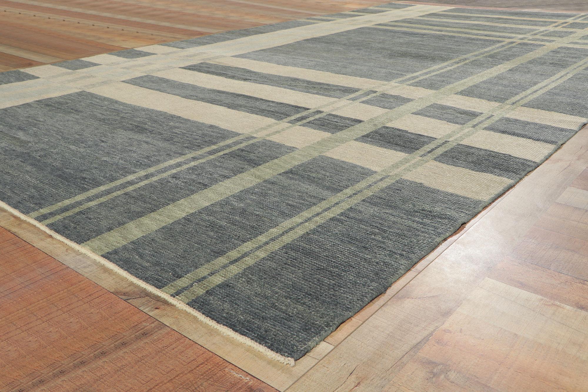 Contemporary New Modern Plaid Tartan Rug with Ivy League Style For Sale