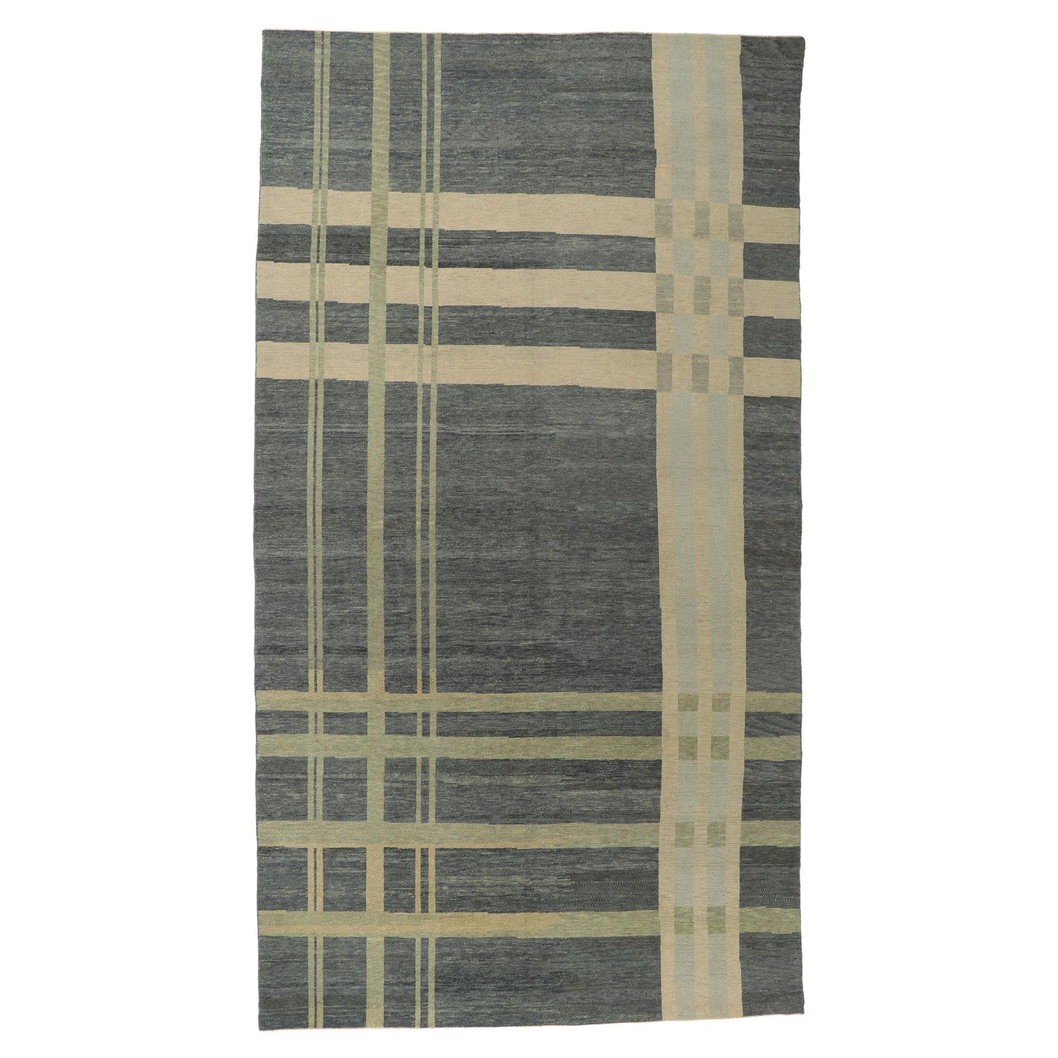 New Modern Plaid Tartan Rug with Ivy League Style