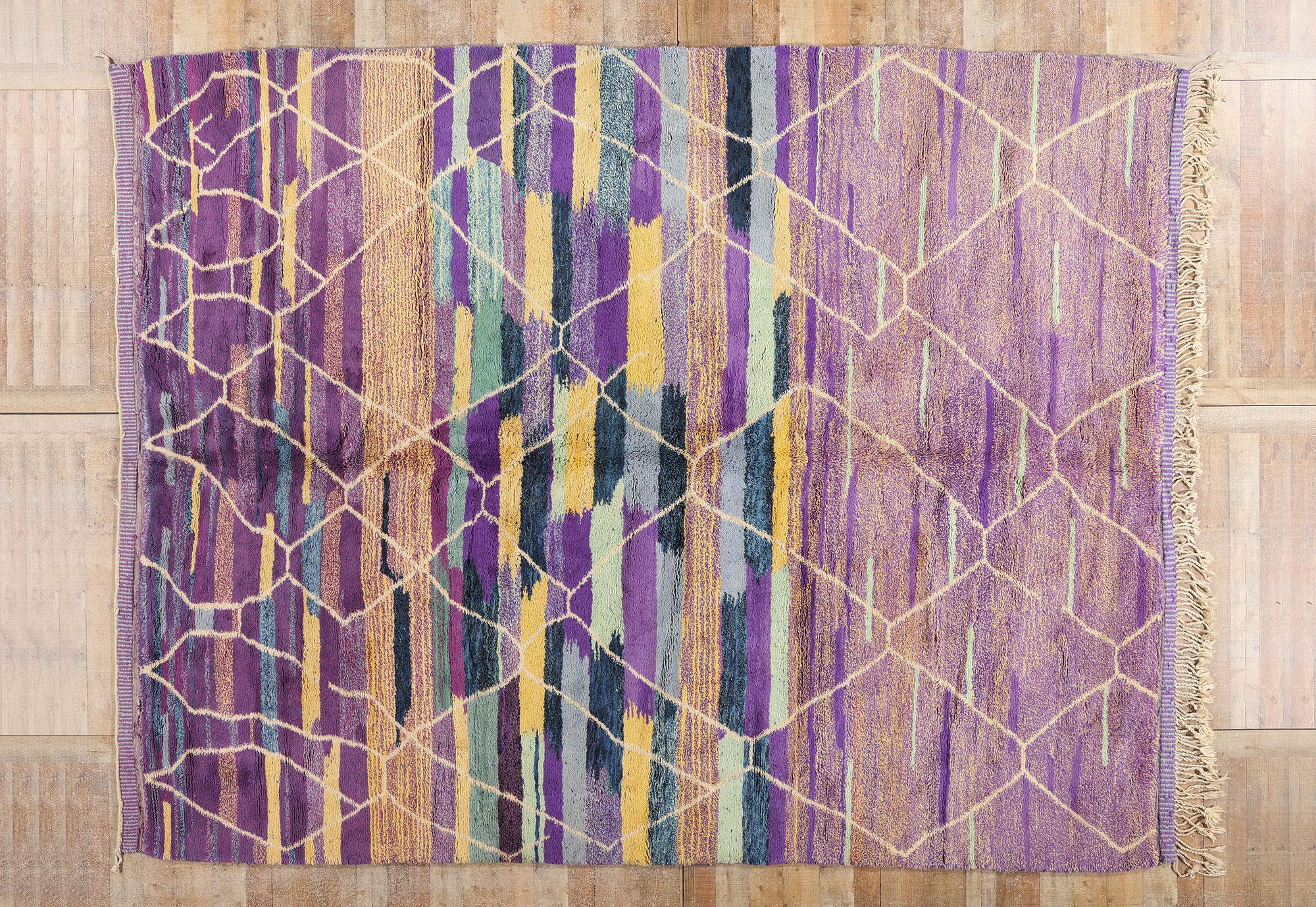 New Modern Purple Beni Mrirt Berber Moroccan Rug Inspired by Gunta Stölzl For Sale 2
