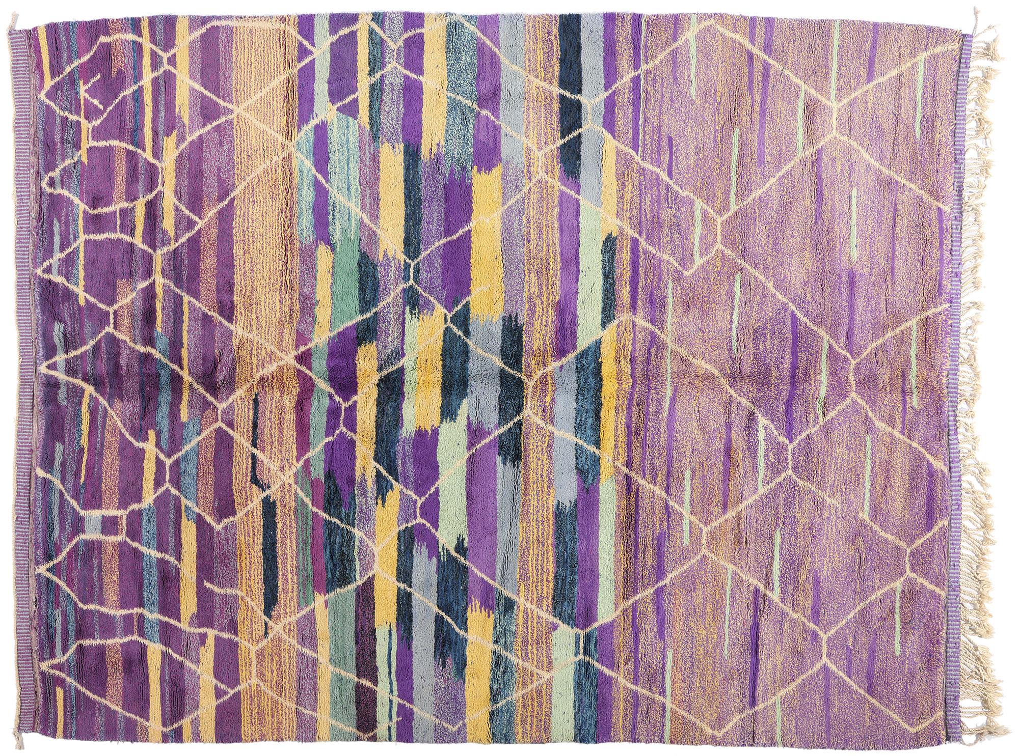 New Modern Purple Beni Mrirt Berber Moroccan Rug Inspired by Gunta Stölzl For Sale 3