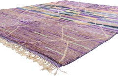 New Modern Purple Beni Mrirt Berber Moroccan Rug Inspired by Gunta Stölzl