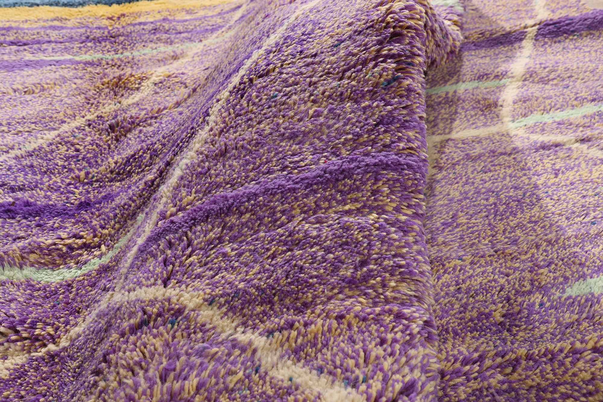 Bauhaus New Modern Purple Beni Mrirt Berber Moroccan Rug Inspired by Gunta Stölzl For Sale