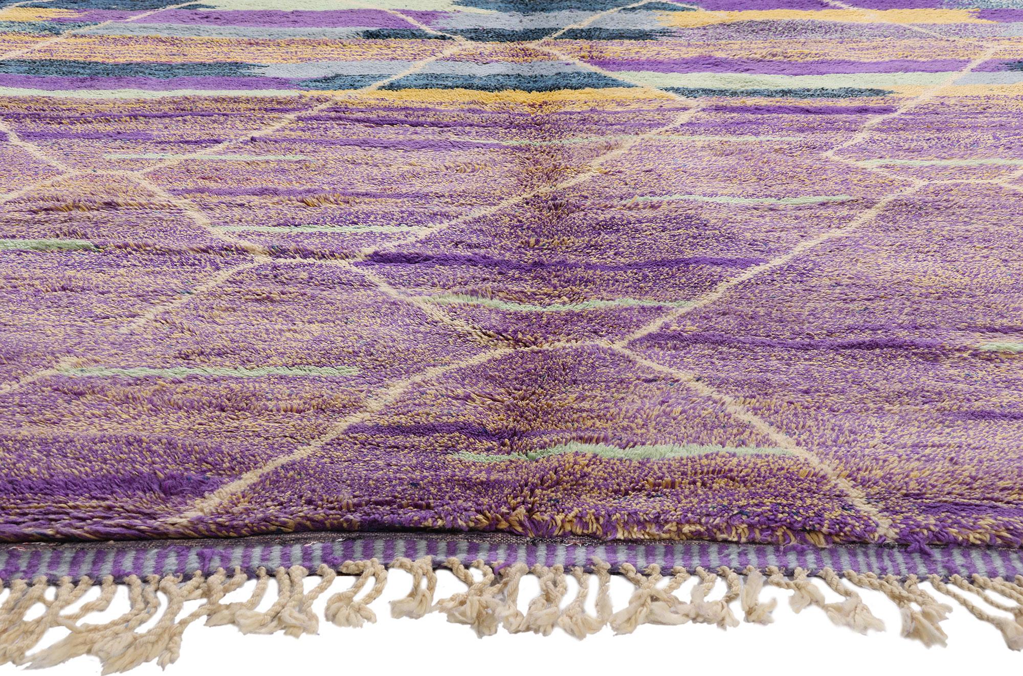 Contemporary New Modern Purple Beni Mrirt Berber Moroccan Rug Inspired by Gunta Stölzl For Sale