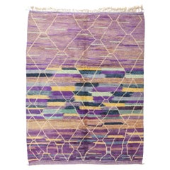 New Modern Purple Beni Mrirt Berber Moroccan Rug Inspired by Gunta Stölzl