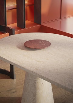 New Modern Serving Plate in Travertine Red, Creator Karen Chekerdjian STOCK