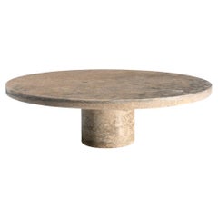 New Modern Serving Plate in Travertine silver, Creator Karen Chekerdjian