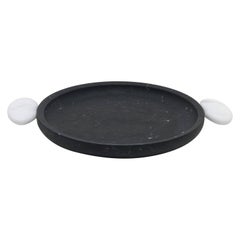 New Modern Serving Tray in Nero and White Marble, creator Matteo Cibic, Stock