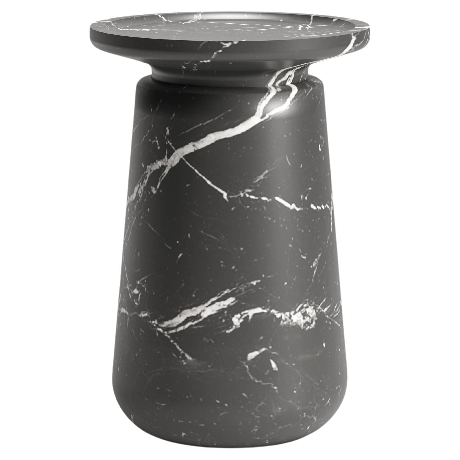 New Modern Side Table in Black Marquinia Marble, creator Ivan Colominas For Sale