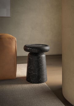 New Modern Side Table in Black Marquinia marble, Designer Ivan Colominas