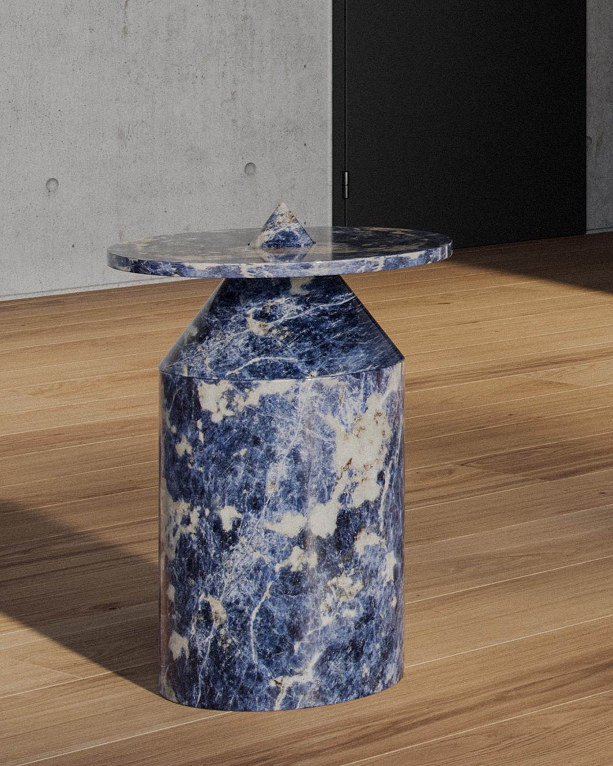 Nuovo tavolino moderno in marmo Blu Sodalite, creatore Karen Chekerdjian In condizioni Nuovo in vendita a Milan, IT