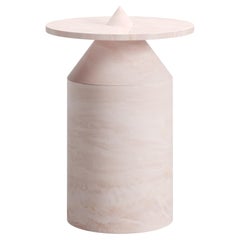 Nuovo tavolino moderno in marmo rosa, creazione di Karen Chekerdjian