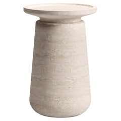 New Modern Side Table in Tavertine Marble, creator Ivan Colominas