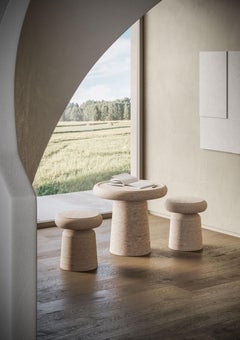 Table d'appoint moderne en travertin, designer Ivan Colominas