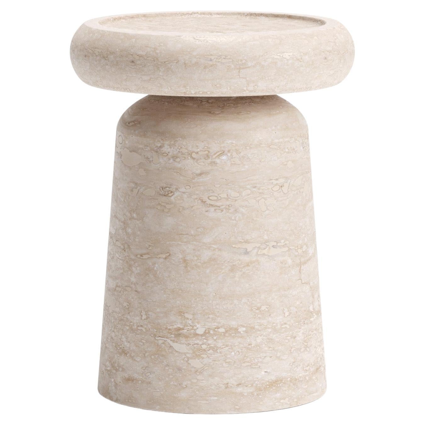 New Modern Side Table in Travertine, Designer Ivan Colominas