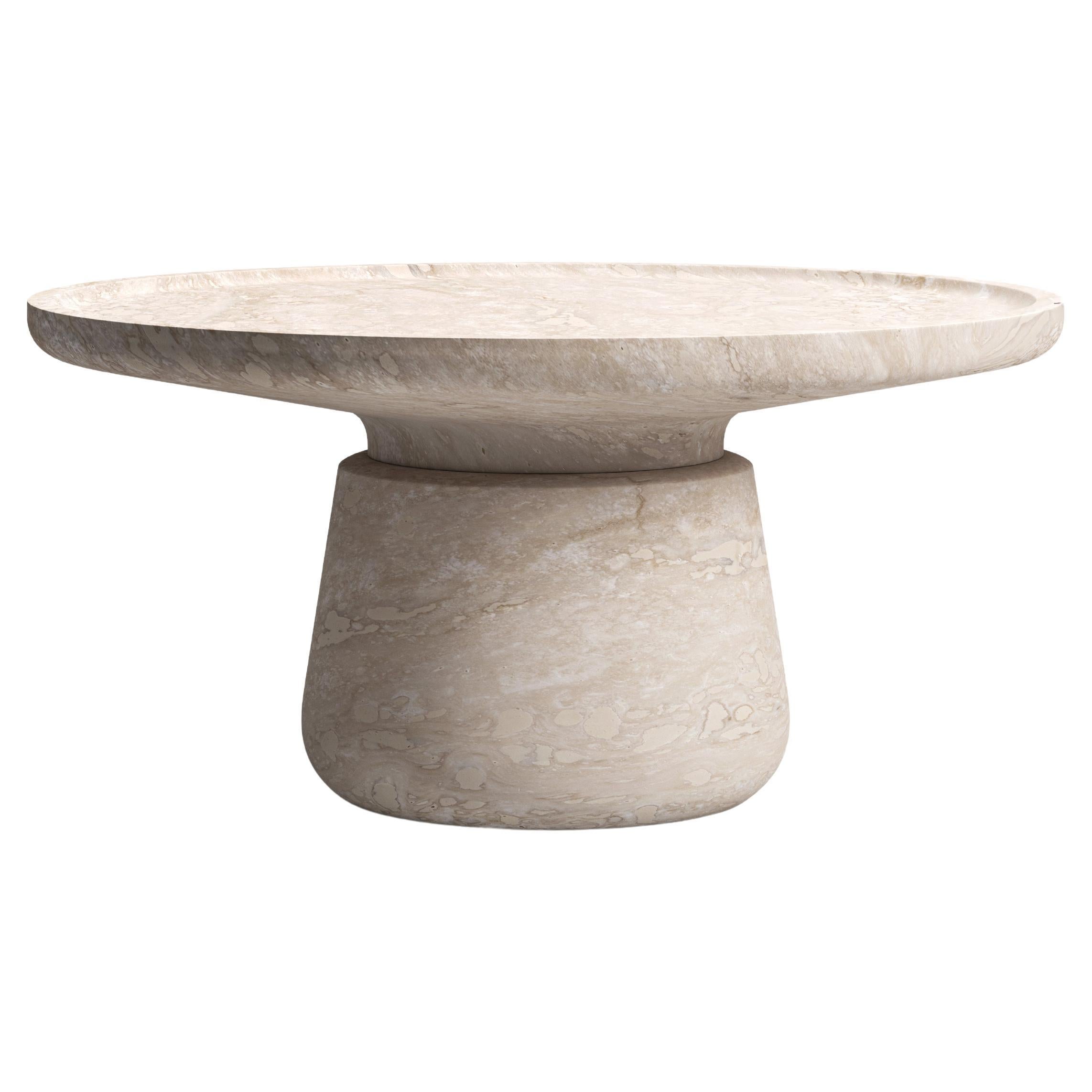 New Modern Side Table in Travertine Marble creator Ivan Colominas For Sale