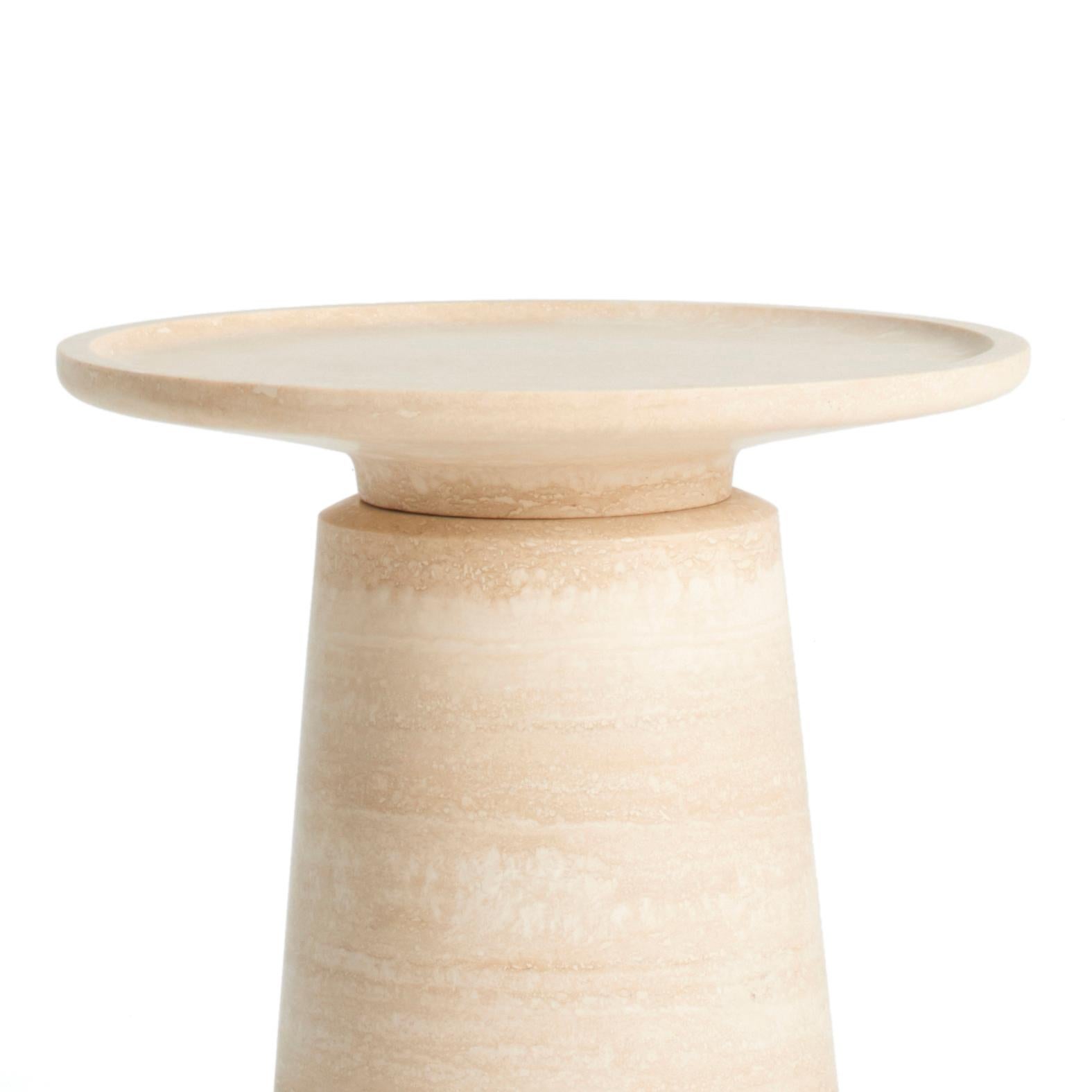 Marble New Modern Side Table in Travertino creator Ivan Colominas For Sale