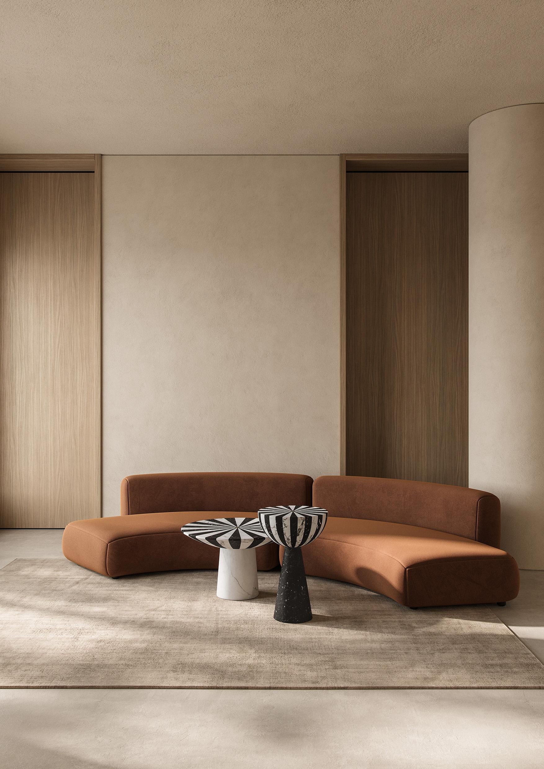 XXI secolo e contemporaneo Nuovo tavolino moderno in marmo bianco e nero, Designer Jacopo Simonetti in vendita
