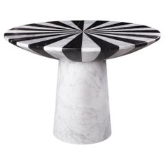 New Modern Side Table in White and Black Marble, Designer Jacopo Simonetti