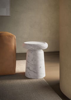 Table d'appoint moderne en marbre blanc Gioia, designer Ivan Colominas