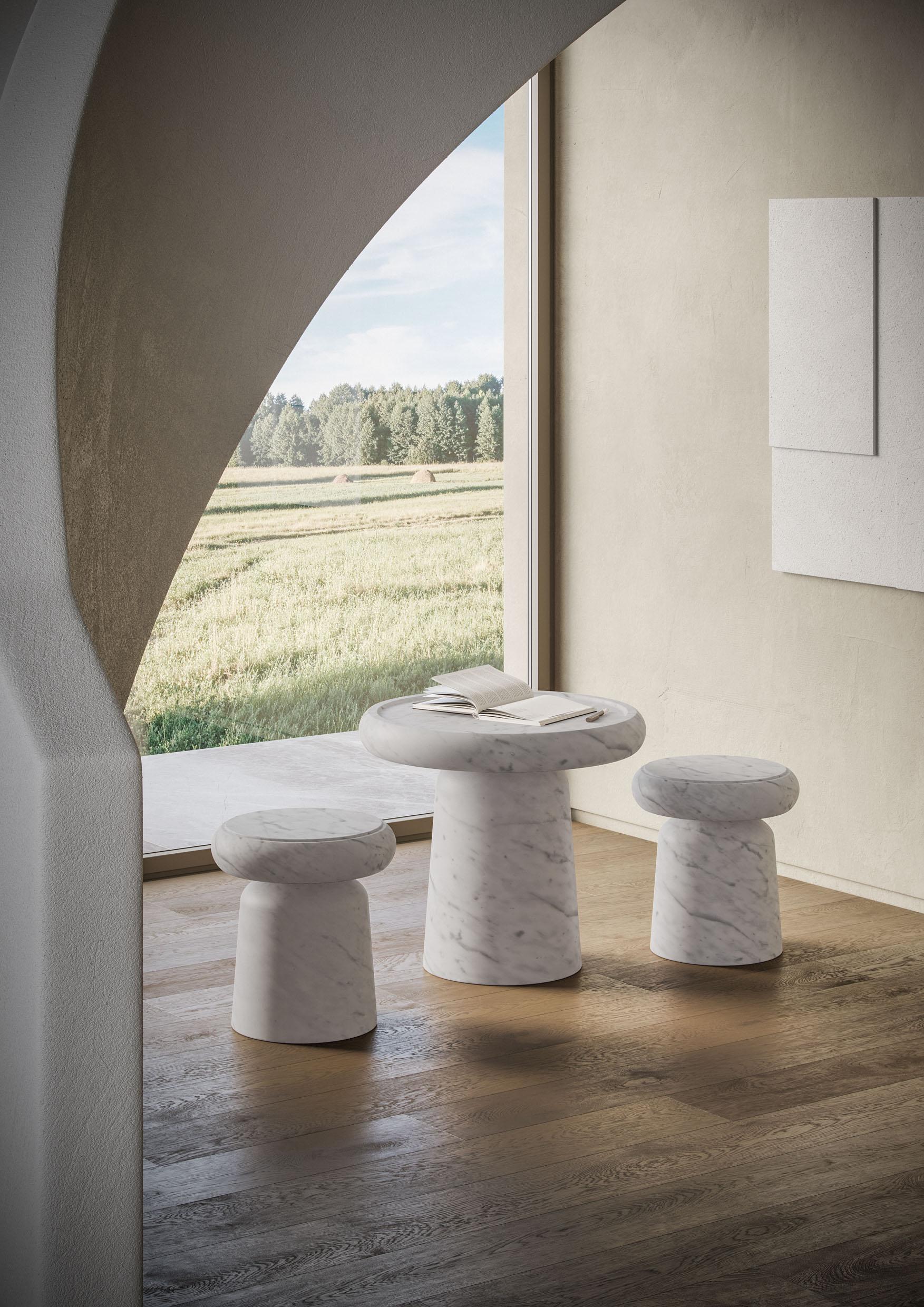 Side Table in White Gioia marble
Size: ⌀ 58 x 55 cm. - 22.8 x 21.7 in.

Commercial name: Nissa Side Table in White Gioia marble, Nissa Collection by the Spanish designer Ivan Colominas. Made in Italy, hand finished.

- available also in the S