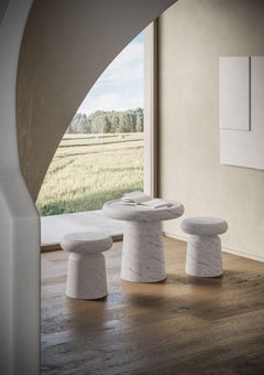 Table d'appoint moderne en marbre blanc Gioia, designer Ivan Colominas