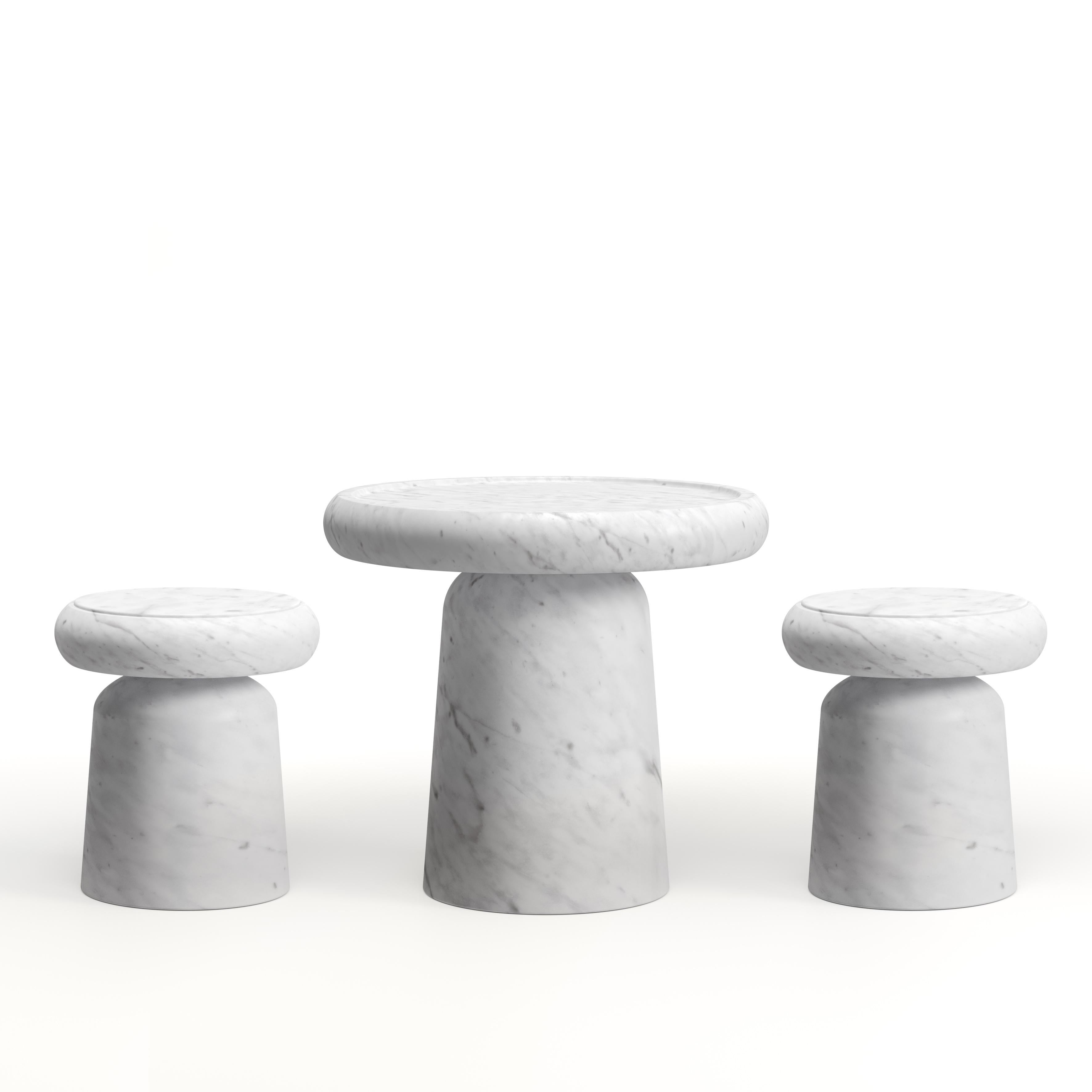 Contemporary New Modern Side Table in White Gioia marble, Designer Ivan Colominas For Sale