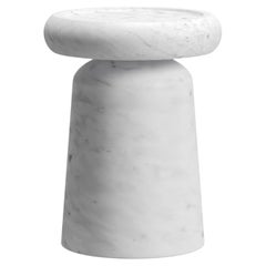 New Modern Side Table in White Gioia marble, Designer Ivan Colominas