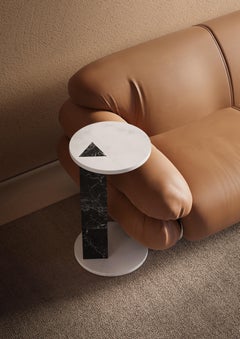 New Modern Side Table L in White and Black marble, Designer Lorenzo Zaccarin