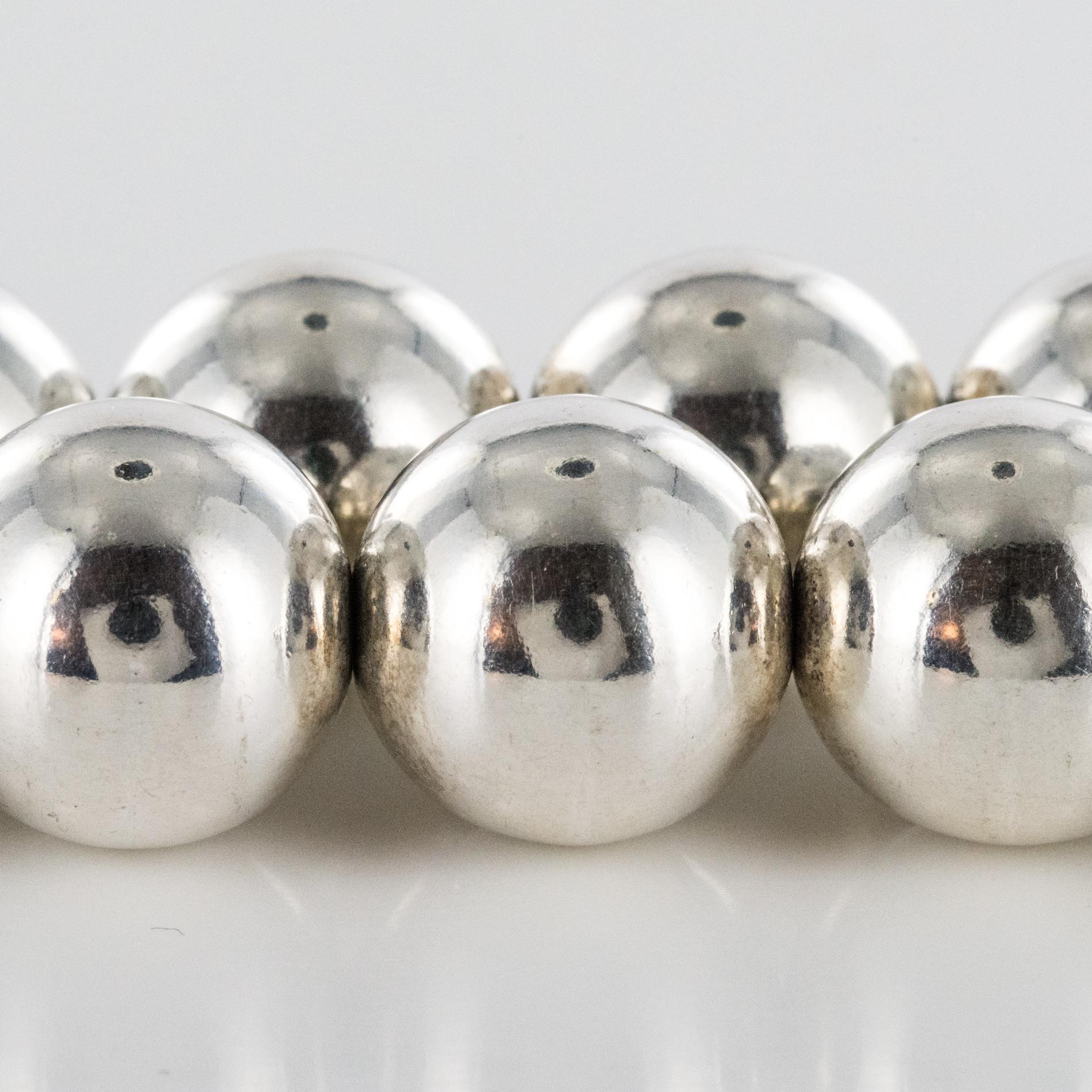 Neu Modernes Silber Perlen Choker Halsband im Angebot 3