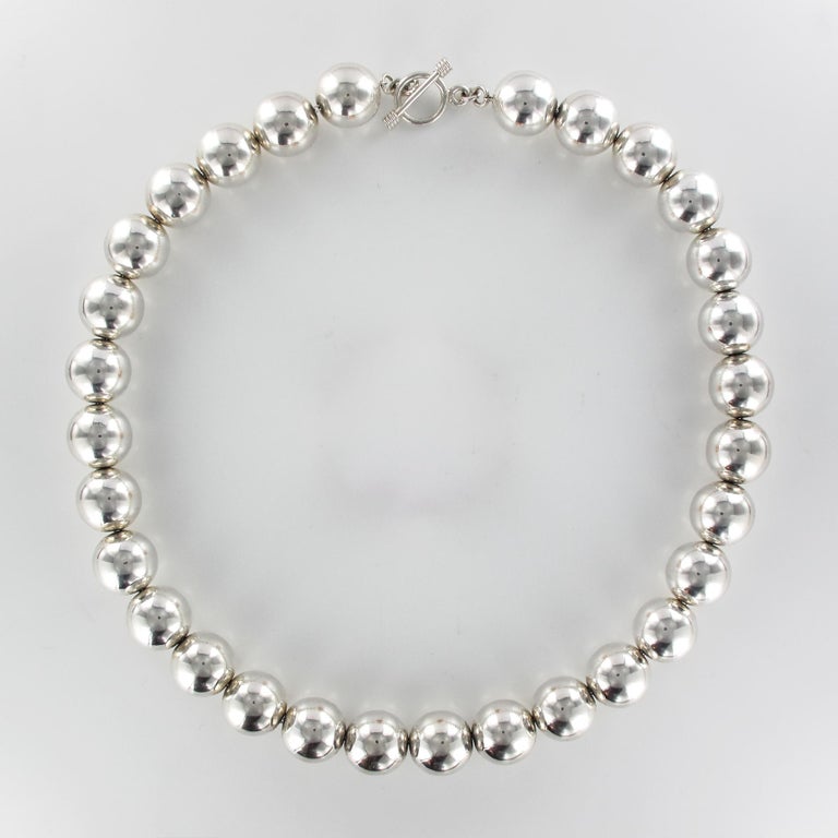 Graduated Sterling Silver pearls choker necklace