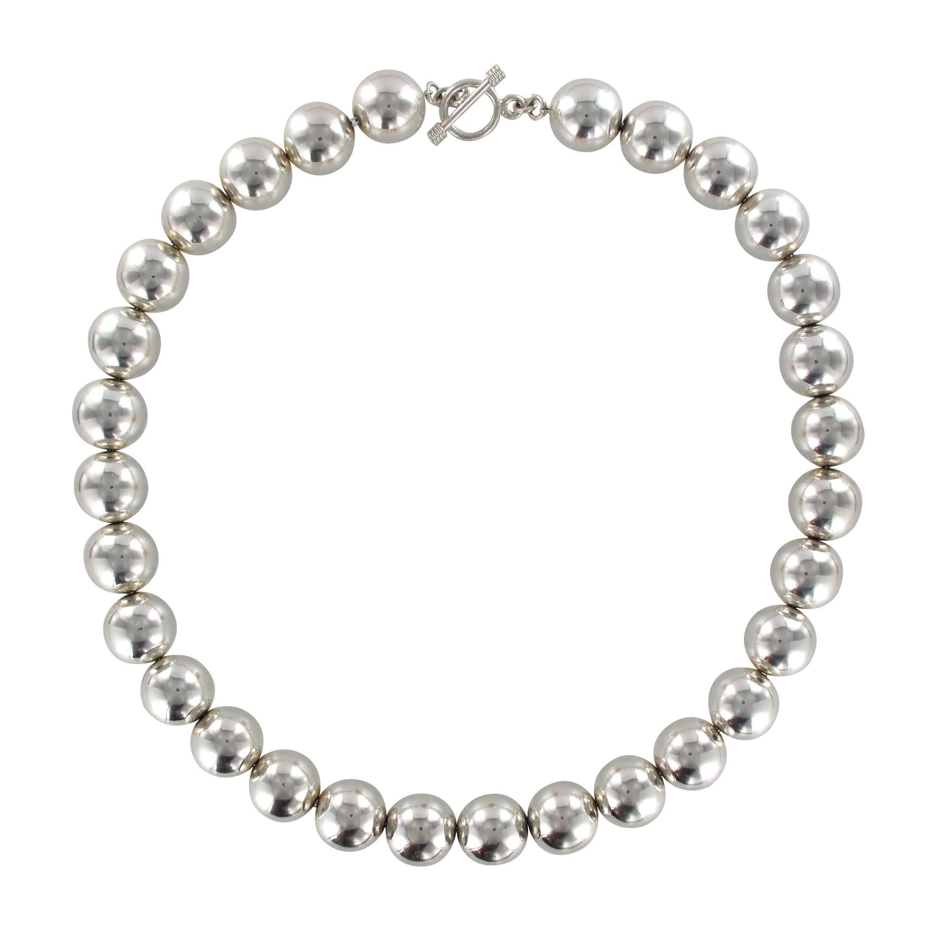 Neu Modernes Silber Perlen Choker Halsband im Angebot