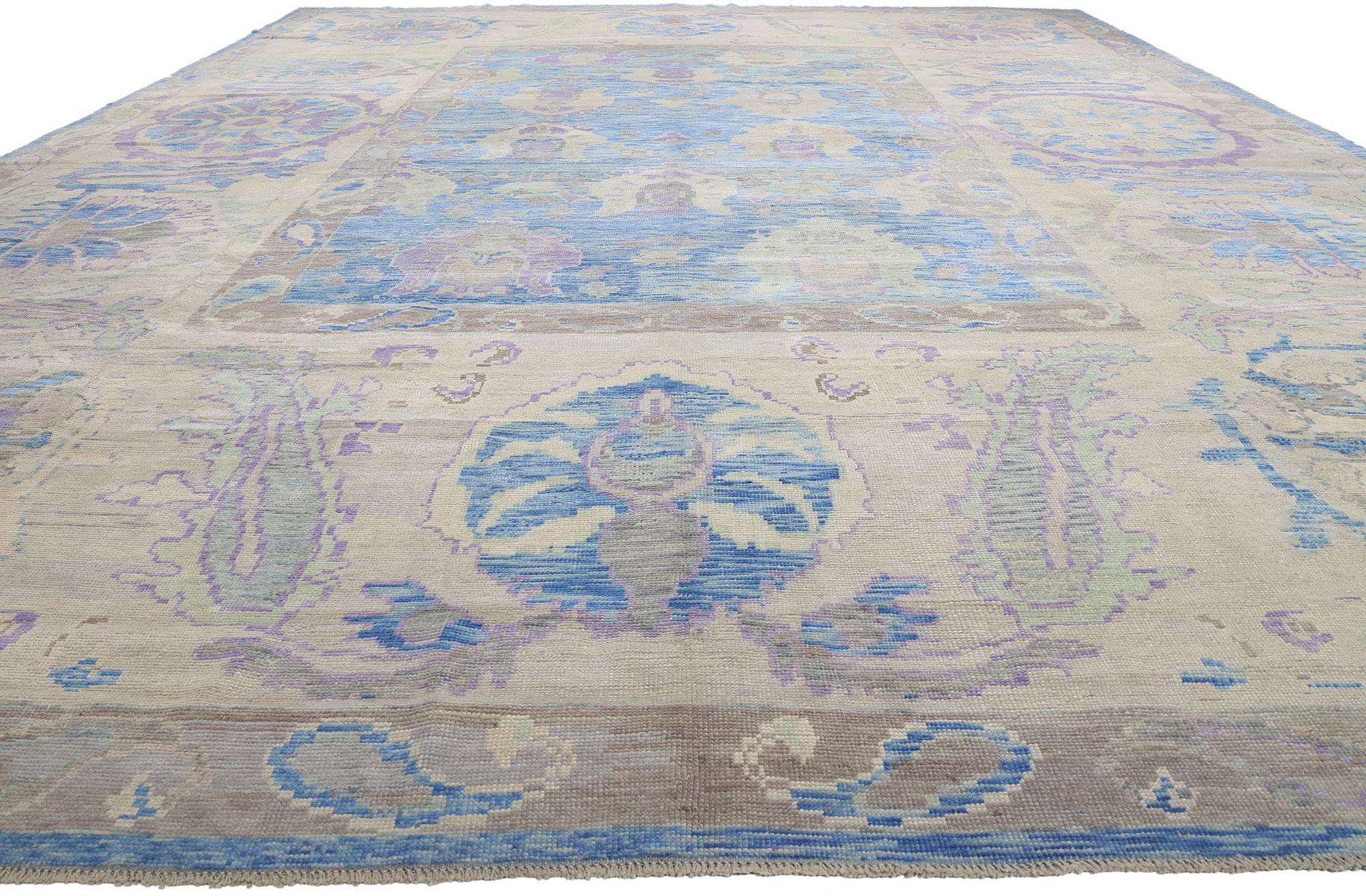 Neuer moderner himmelblauer türkischer Oushak-Teppich (Türkisch) im Angebot