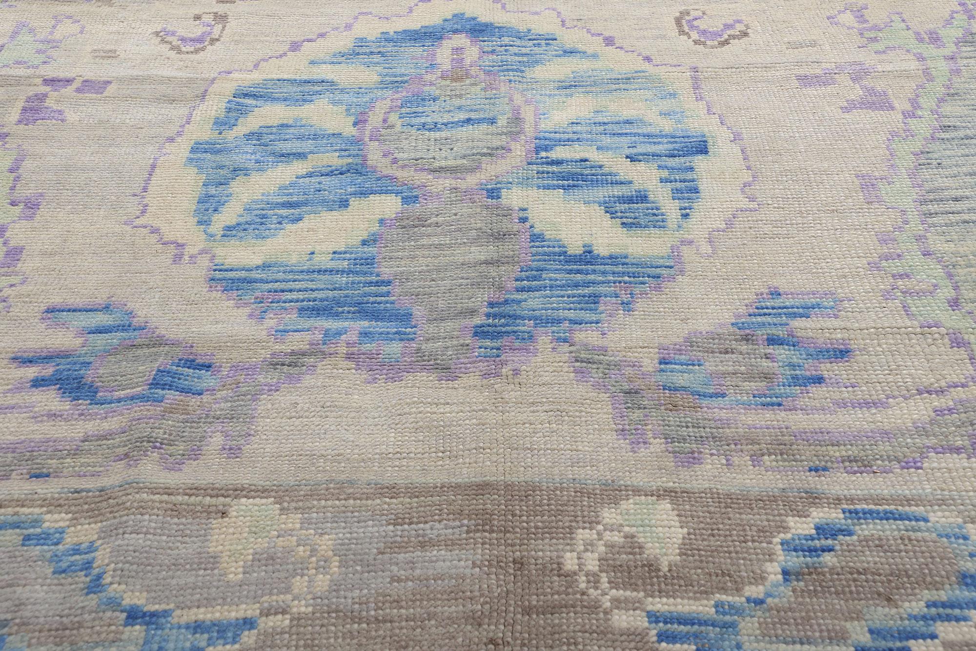 Neuer moderner himmelblauer türkischer Oushak-Teppich im Zustand „Neu“ im Angebot in Dallas, TX