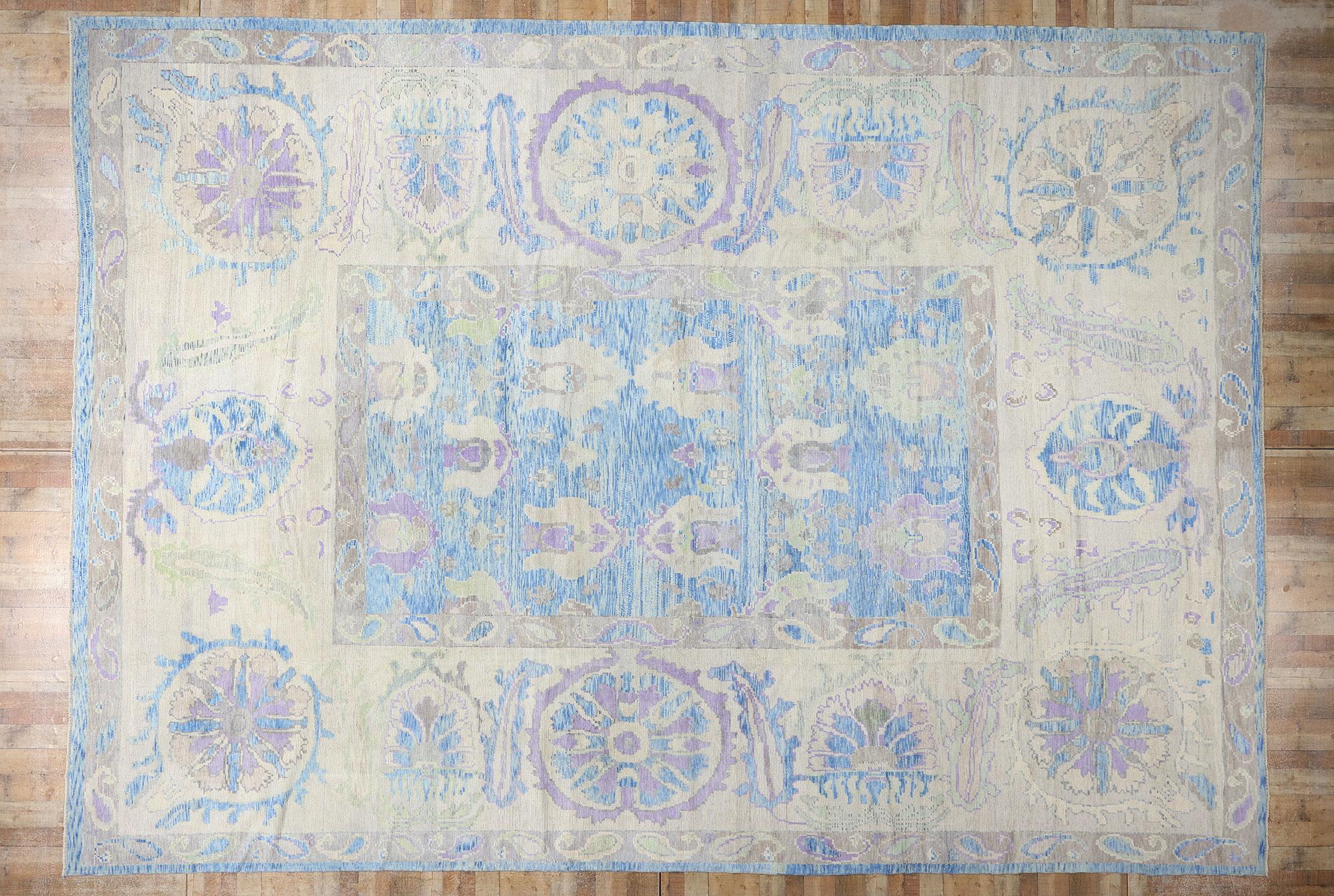 Neuer moderner himmelblauer türkischer Oushak-Teppich im Angebot 2