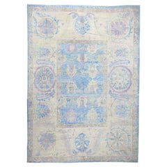 Nueva Alfombra Turca Oushak Moderna Azul Cielo