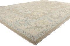 New Modern Soft Earth-Tone Turkish Oushak Carpet with Traditional Style