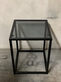 New Modern Square Black Table with Fumee Glass Top, Indoor or Outdoor