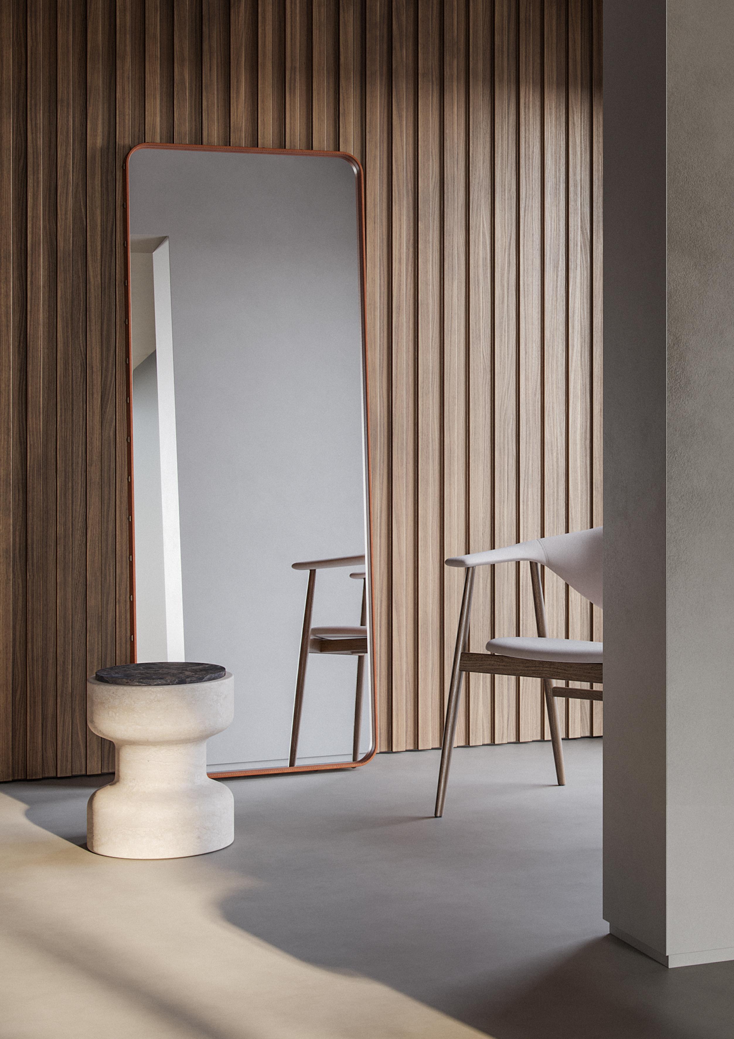 Italiano Nuovo sgabello moderno in travertino e marmo, Designer Ivan Colominas in vendita