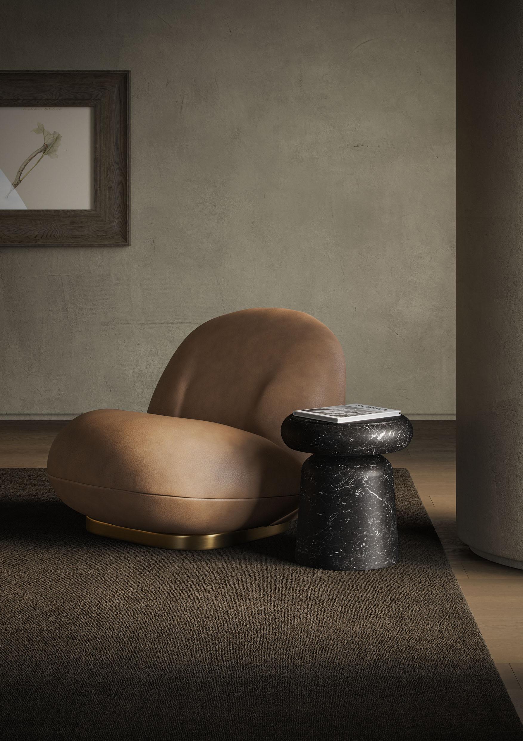 Tabouret/table d'appoint en marbre Marquinia noir
Taille : ⌀ 37 x 40 cm. - 14.6 x 15.7 in.

Nom commercial : Nissa Tabouret/Table d'appoint en marbre Marquinia noir, Collection Nissa du designer espagnol Ivan Colominas. Fabriqué en Italie, fini à la