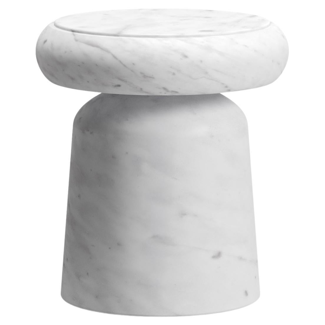 New Modern Stool/Side Table in White Gioia marble, Designer Ivan Colominas